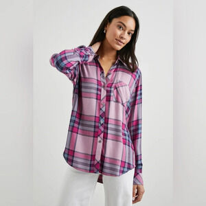 Rails Hunter Plaid Button Up in Navy & Magneta